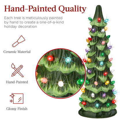 Pre-assembled hand-painted ceramic tabletop Christmas tree