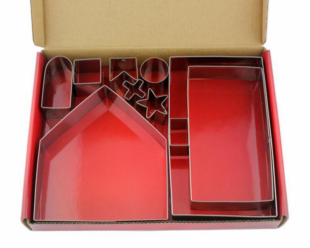 🍪 (Set of 10) Gingerbread House Cookie Cutter Set – 3D Christmas Cookie Mold Kit for Kids & Family Baking