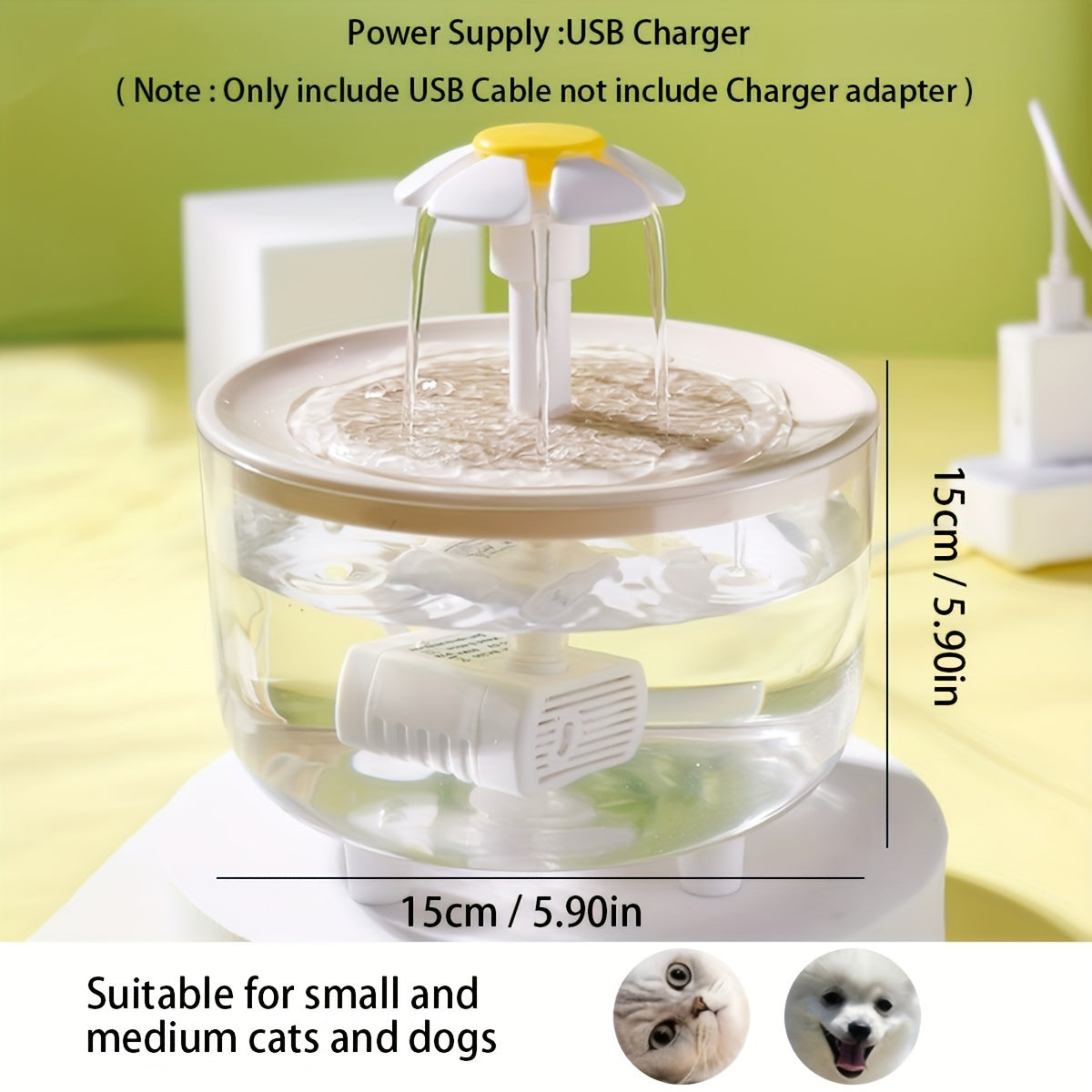 🐶🐱 Cat & Small Pet Fountain – 1.5L/52oz, Silent & Safe