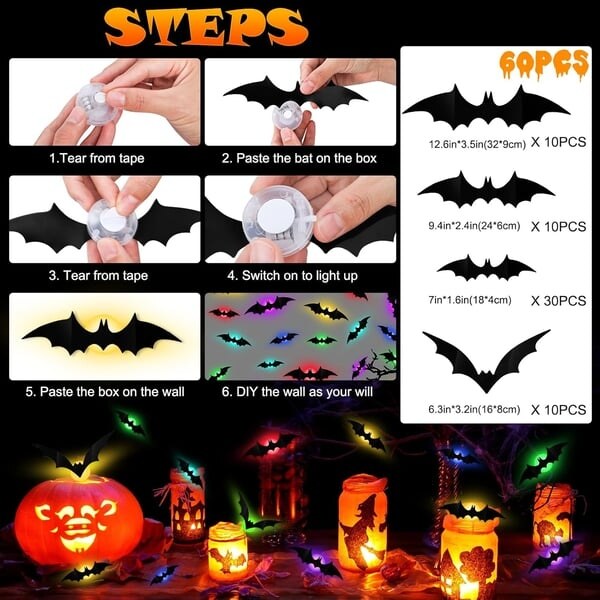 😈Halloween Promotion😈3D Bat Design LED Decoration