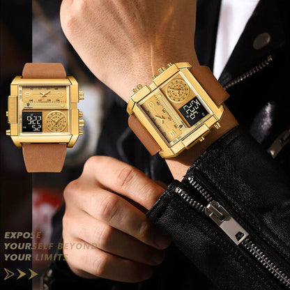 Electronic Men's Quartz Watch With Dual Display