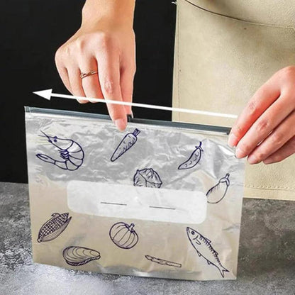 Reusable Aluminum Foil Sealable Storage Bags, 2025 New Resealable Vacuum Zipper Pouches for Food, Stand Up Foil Sealable Bags with Label and Zip Lock for Vegetable Fruit Meat