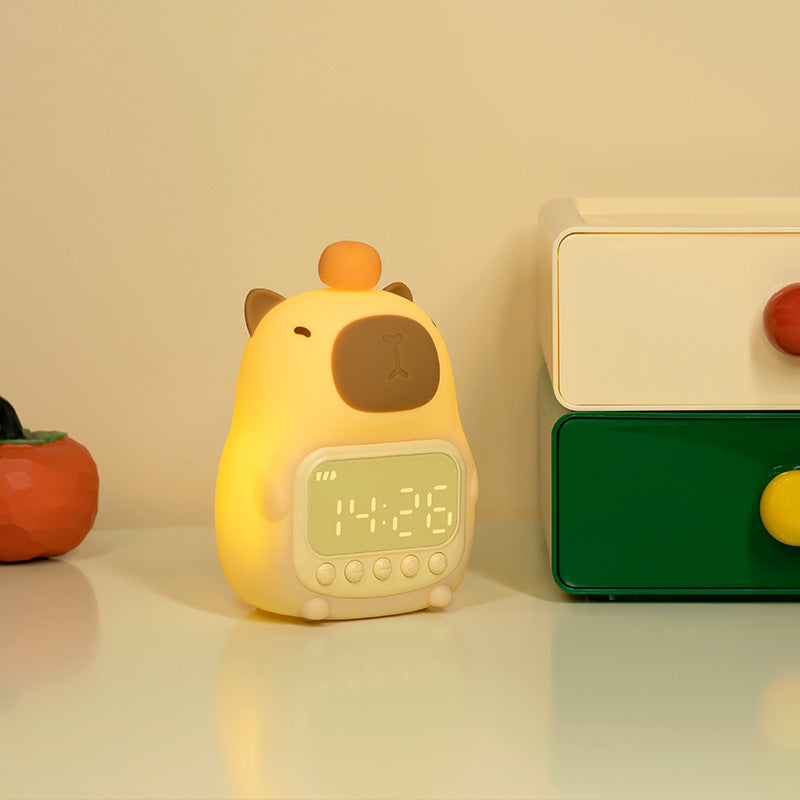 🐹 Capybara Alarm Clock – Soft Glow Lamp, Battery-Powered & Travel Friendly