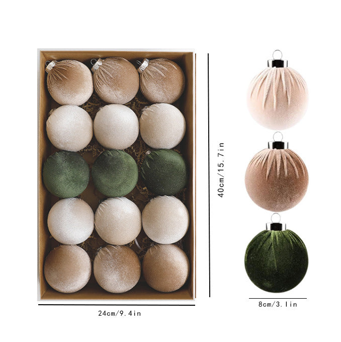 🎄15pcs Christmas Tree Ornaments Velvet Balls 80mm 3.15 inch