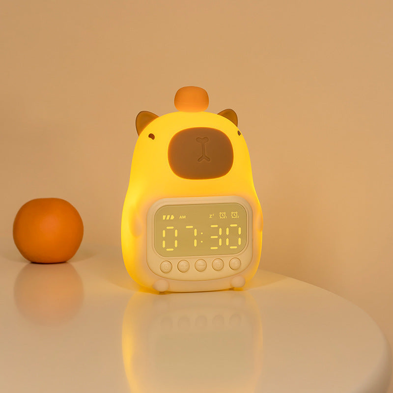 🐹 Capybara Alarm Clock – Soft Glow Lamp, Battery-Powered & Travel Friendly