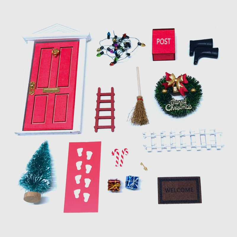 🏡Red Doorway Christmas Set Artificial Model