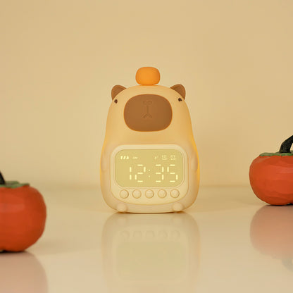 🐹 Capybara Alarm Clock – Soft Glow Lamp, Battery-Powered & Travel Friendly