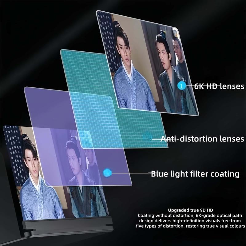 Mobile Phone Magnifier - Ultra-HD Screen Magnifier for Easy TV Viewing Orientation for Landscapes Use Eye Protection Full-Screen Mobile Phone Magnification