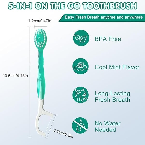 🔥HOT SALE🎁5 in 1 Mini Toothbrush & Floss & Tongue Scraper & Toothpick Set
