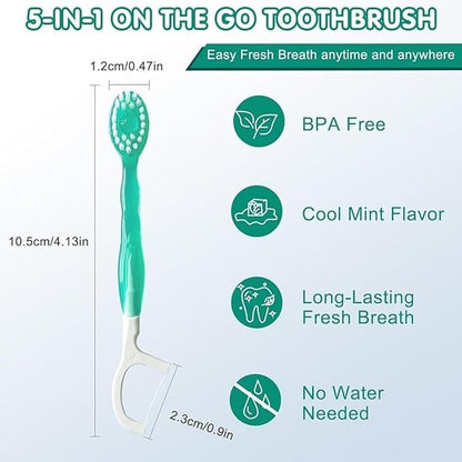 🔥HOT SALE🎁5 in 1 Mini Toothbrush & Floss & Tongue Scraper & Toothpick Set