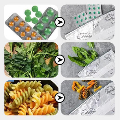 Reusable Aluminum Foil Sealable Storage Bags, 2025 New Resealable Vacuum Zipper Pouches for Food, Stand Up Foil Sealable Bags with Label and Zip Lock for Vegetable Fruit Meat