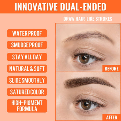 🙉Last Day Buy 1 Get 1 Free🔥2-in-1 Microblading Eyebrow Pen with Free Square Brush