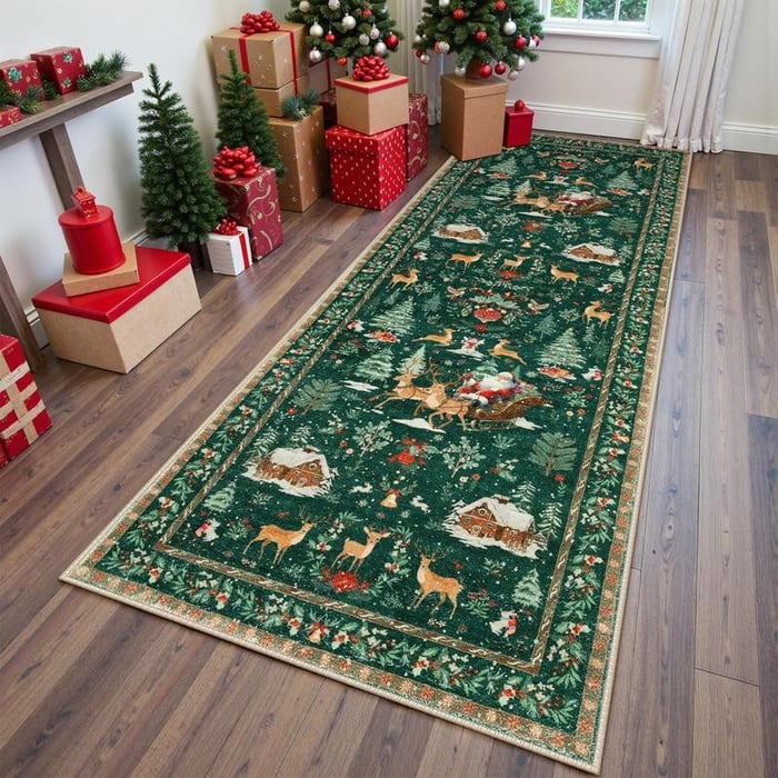 🎄Christmas Deer Santa Long Rug